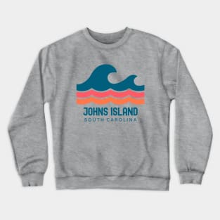 Johns Island South Carolina Vintage Wave Crewneck Sweatshirt